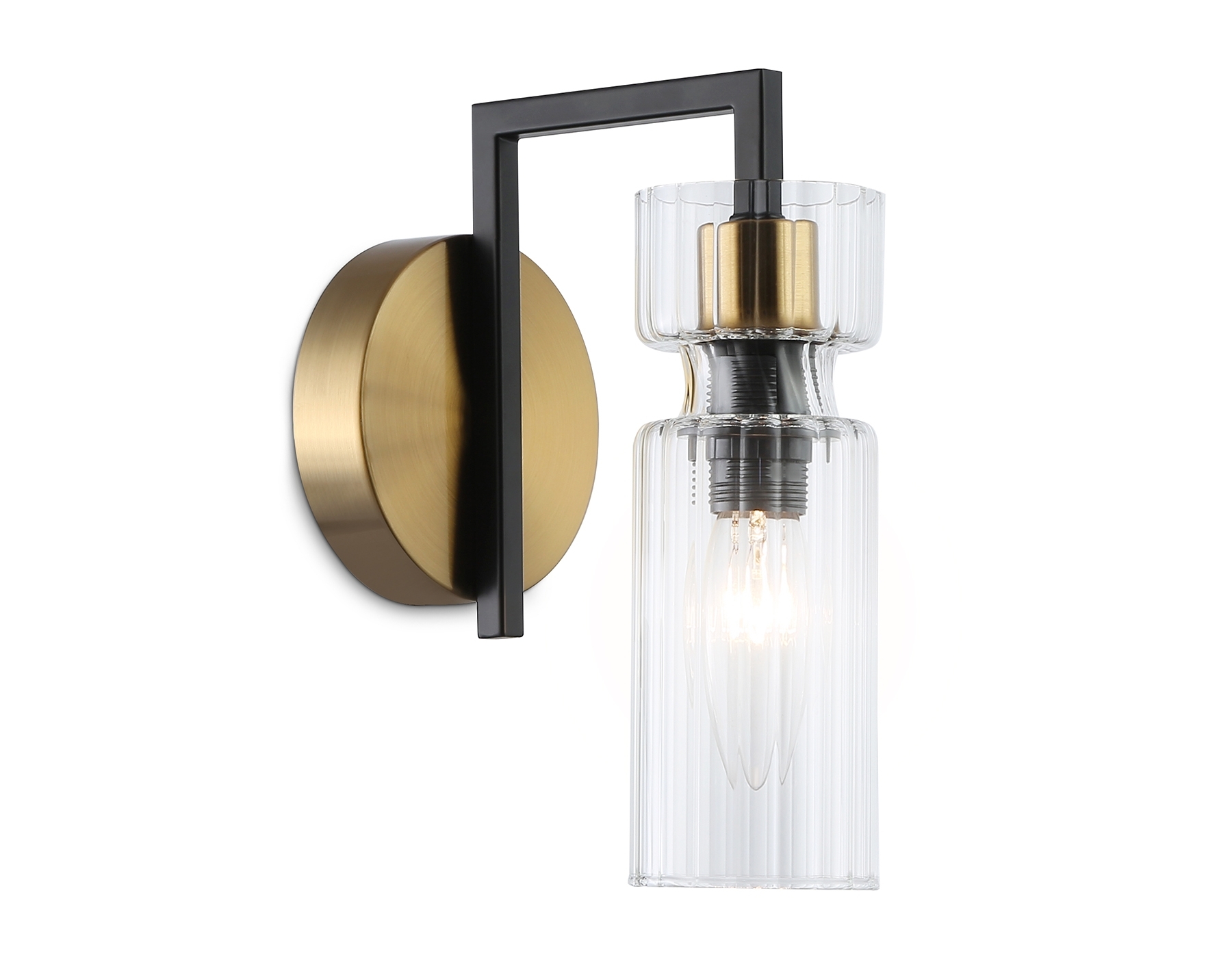 Настенный светильник Ambrella light LH56119 BK/BS/CL черный/латунь/прозрачный E14 max 40W 150*100*210