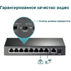Коммутатор TP-Link TL-SF1009P, 8×100 Мбит/с PoE+ + 1×100 Мбит/с Uplink, неуправляемый