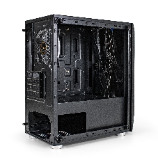 Компьютерный корпус Minitower ExeGate Mistery R2-NPX450 (mATX, БП 450NPX с вент. 12 см, 2*USB+1*USB 3.0, аудио, черный, 1 вент. 12см с RGb подсветкой и полоса на передней панели, боковая панель - закаленное стекло)
