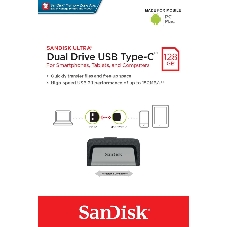 Флешка USB SanDisk DDC2 Ultra Dual (SDDDC2-032G-G46), 128Gb, USB 3.0/USB 3.1 Type C, R/W 150/30, серый/черный