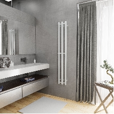 Полотенцесушитель дизайнерский электрический, профильный BAU Stella Square 25х160, 3 коллектора, 2 крючка, белый полуматовый