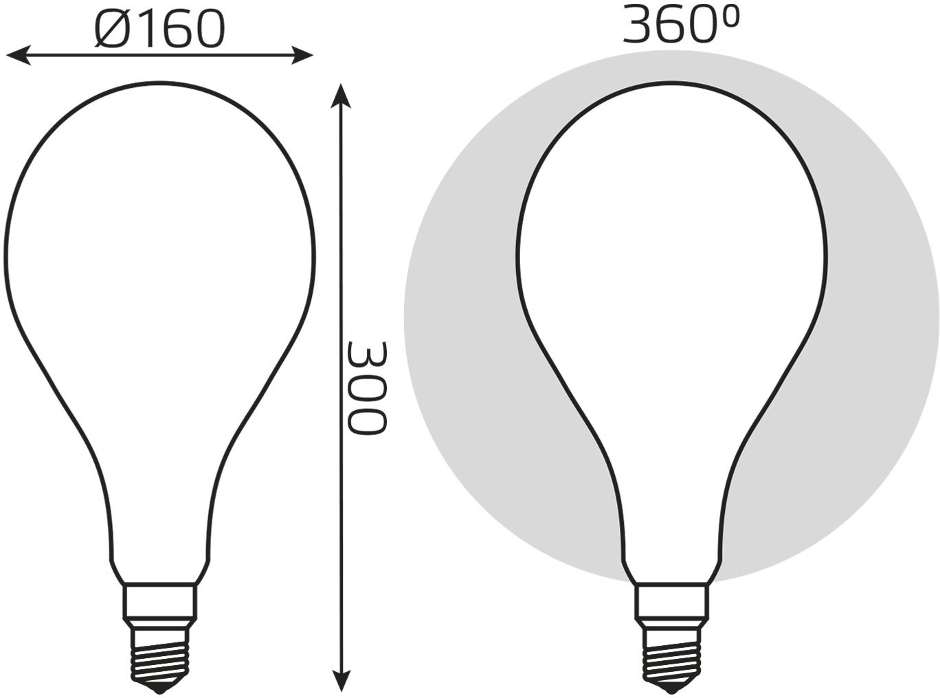 Лампа cветодиодная Gauss Filament А160 10W 890lm 4100К Е27 milky диммируемая LED