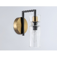 Настенный светильник Ambrella light LH56119 BK/BS/CL черный/латунь/прозрачный E14 max 40W 150*100*210
