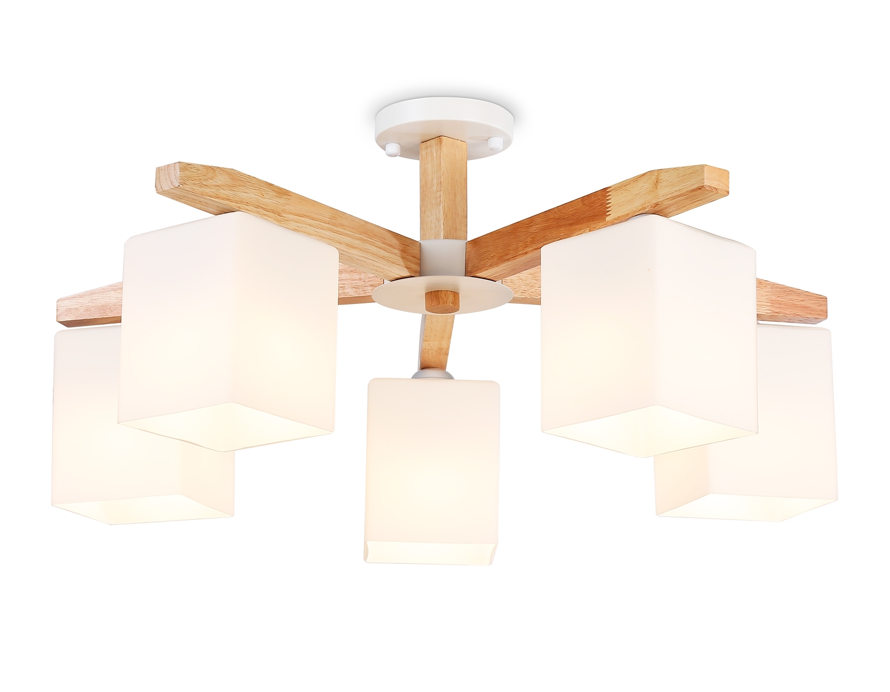 Светильник Ambrella light TR83118/5 WH/LW белый/светлое дерево E27/5 max 40W D700*325