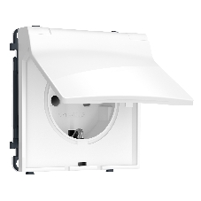 MS108010 Комплект механизма электрической розетки SIGMA Белый глянец 50Hz 2P+E с/з с/ш и крышкой IP44 16A-250V QUANT PRO (SP1080, PR141)