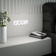 Розетка с заземлением, шторками и USB тип A+C (белый)
