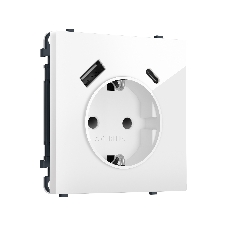 Комплект механизма электрической розетки SIGMA Белый глянец 2USB A+C 20W (быст. зар.) с/з с/ш 16A-250V QUANT PRO (SP1100, PR160)
