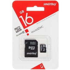 Флеш карта MicroSDHC (Transflash) 16Gb Smartbuy (Class 10)+SDадаптер