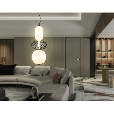 Подвесной светодиодный светильник Ambrella light LH11008 BK/FR черный/белый матовый 24W 3000K D220*570