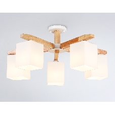 Светильник Ambrella light TR83118/5 WH/LW белый/светлое дерево E27/5 max 40W D700*325