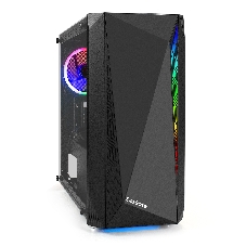 Компьютерный корпус Minitower ExeGate Mistery R2-NPX500 (mATX, БП 500NPX с вент. 12 см, 2*USB+1*USB 3.0, аудио, черный, 1 вент. 12см с RGb подсветкой и полоса на передней панели, боковая панель - закаленное стекло)