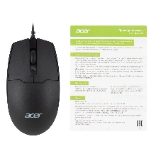 Мышь проводная Acer OMW126 черный, 1200 dpi, USB, кнопки - 3