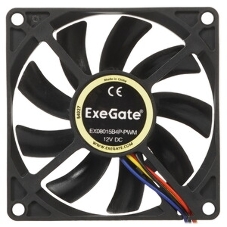 Вентилятор для корпуса ExeGate EX08015B4P-PWM черный, 80 мм, 2500 об/мин, 25 дБ, 4 pin