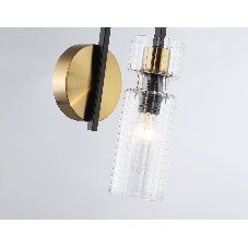 Настенный светильник Ambrella light LH56119 BK/BS/CL черный/латунь/прозрачный E14 max 40W 150*100*210
