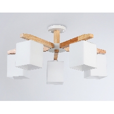 Светильник Ambrella light TR83118/5 WH/LW белый/светлое дерево E27/5 max 40W D700*325