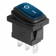 Выключатель клавишный Rexant 250V 6А (3с) ON-OFF синий с подсветкой Mini, влагозащита