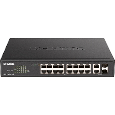 Коммутатор D-Link DGS-1100-18PV2/A, 16×1 Гбит/с + 2×1 Гбит/с SFP, настраиваемый