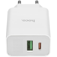 Сетевое зарядное устройство с дисплеем Hoco 18Вт, 3А, QC3.0/PD, 1хUSB, 1хType-C, C100A, белый, коробка