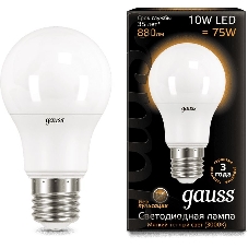 Лампа светодиодная GAUSS 102502110 LED A60 10W E27 880lm 3000K 1/10/50