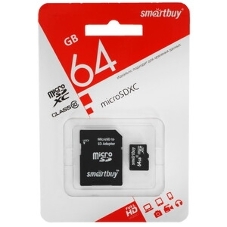 Флеш карта Smartbuy micro SDXC 64Gb Class 10 (, адаптер в комплекте) LE