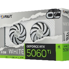 Видеокарта Palit GeForce RTX 5060 Ti WHITE OC, 8 GB GDDR7, 128 bit, 3xDisplayPort, HDMI, GPU 2407 MHz