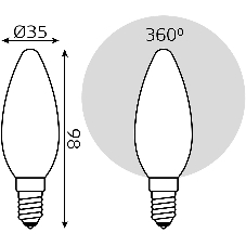 Лампа светодиодная Gauss Filament Свеча E14 5Вт 4100К OPAL