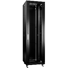 Шкаф телекоммуникационный напольный Cabeus, IP20, 42U, 2055х600х1000 мм (ВхШхГ), дверь: стекло, боковая панель: сплошная, разборный, цвет: чёрный