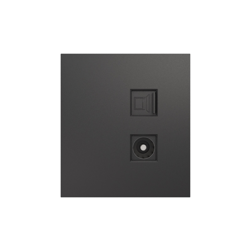 Розетка телевизионная Kranz STRONG компьютерная RJ45 кат6 + TV с/у графит
