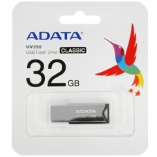 Флешка USB ADATA UV250 (AUV250-32G-RBK), 32Gb, USB 2.0, R/W 25/10, серебристый