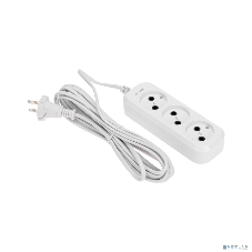Удлинитель 3 гнезда, 5 м, 2х0,75 мм², б/з, белый PROconnect