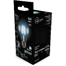 Лампа светодиодная Gauss 102802206LED Filament А60 Е27 6Вт 4100к 1/10/40