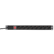 Блок розеток PDU TERACOM PRO 19'' 1U 16А/250В 8 розеток Schuko с выключателем шнур питания длиной 2 метра сечение 3x1.5 мм2 вилка Schuko корпус алюминий черный