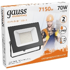 Прожектор светодиодный GAUSS 613527170 LED 70W 4450lm IP65 3000К черный 1/24