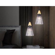 Светильник Ambrella light LH58111 BK/LW/SM черный/светлое дерево/дымчатый E14 max 40W D110*1500