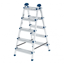 Стремянка двухсторонняя Сибртех 5 ст., сталь профиль, стальные ступени