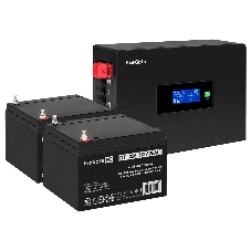 Комплект Источник бесперебойного питания EX295994RUS + батарея 26Aч EX282970RUS 2шт (инвертор, синус, для котла, PF=1, настенный) ExeGate IdealSine SR-1500.LCD.2SH  1500VA/1500W, чистая синусоида, цветной LCD-дисплей, 2*Schuko, крепление настенное, черный + батарея ExeGate DT 1226 (12В, 26А·ч) 2шт
