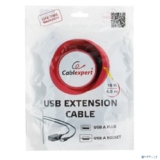 Кабель Gembird USB 2.0 удлинительный, активный 4.8м AM/AF, черный