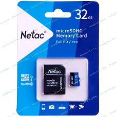 Флеш карта microSDHC 32Gb Netac P500 NT02P500STN-032G-R (с SD адаптером) 80Mb/s