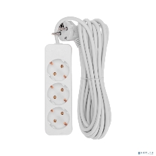 Удлинитель 3 гнезда, 5 м, 3х0,75 мм², с/з, белый PROconnect