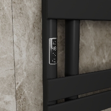 Полотенцесушитель дизайнерский электрический BAU Eastern Wind Black 80х50, подключение нижнее, черны