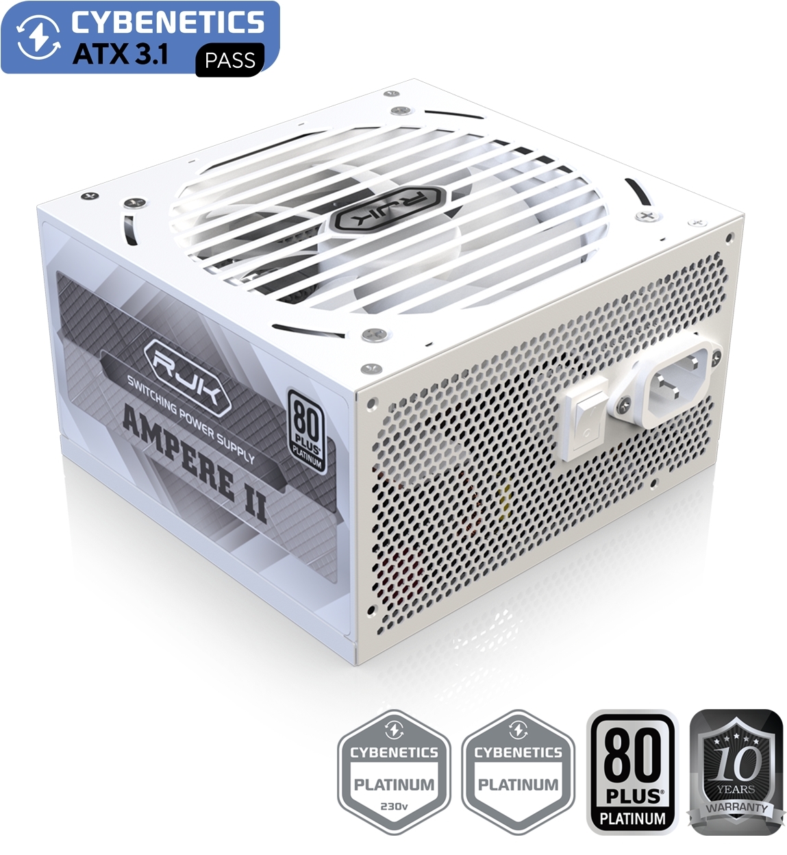 Блок питания RAIJINTEK AMPERE II 1200W, 1200Вт, 80+ Platinum, 120мм, модульный, белый