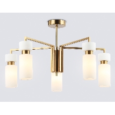 Люстра Ambrella light LH56124/5 BS/FR латунь/белый матовый E14*5 max 40W D605*350