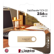 Флешка USB Kingston DataTraveler SE9 G3 (DTSE9G3/256Gb), 256Gb, USB 3.2 Gen 1, R/W 220/100, золотистый
