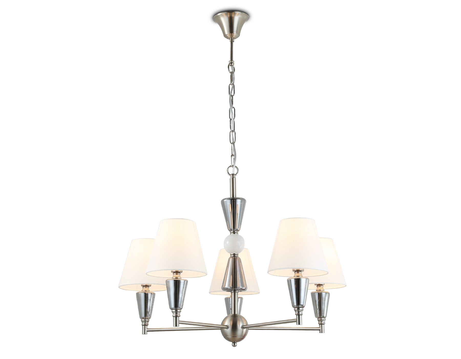Люстра Ambrella light LH75253/5 SN/FR сатин никель/белый матовый E14*5 max 40W D700*510