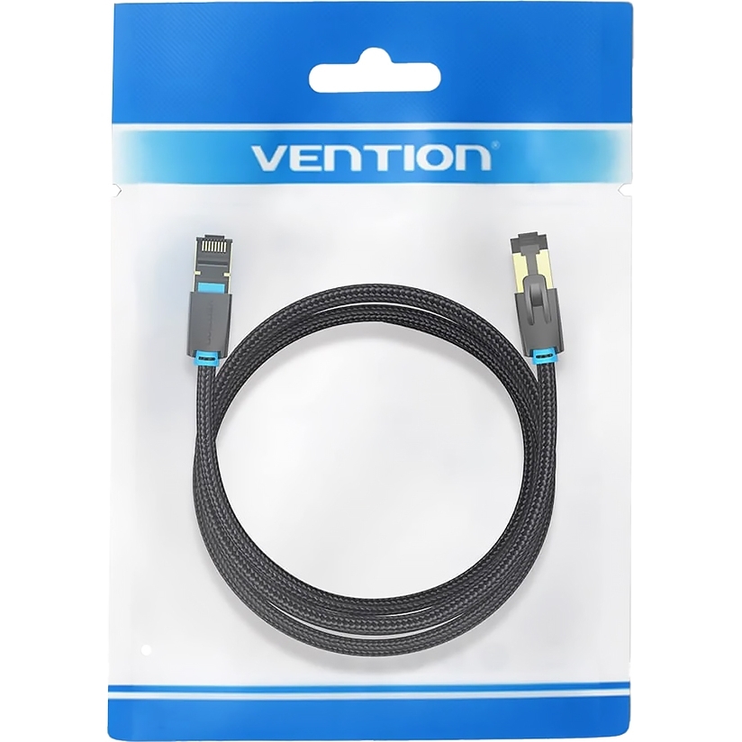 Патч-корд Vention прямой SFTP cat.8 RJ45 - 8м. Черный Тканевая оплетка