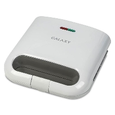 Сэндвич-тостер Galaxy Line GL 2962, белый, с несъемными пластинами, 800 Вт, индикаторы нагрева и сети, антипригарное покрытие рабочей поверхности, теплоизолированный корпус, прорезиненные ножки, препятствующие скольжению