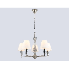 Люстра Ambrella light LH75253/5 SN/FR сатин никель/белый матовый E14*5 max 40W D700*510