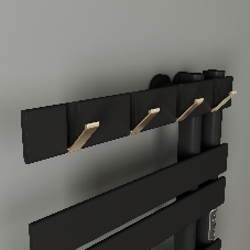 Полотенцесушитель дизайнерский электрический BAU Wind Hook Black 80х50, подключение нижнее, черный м