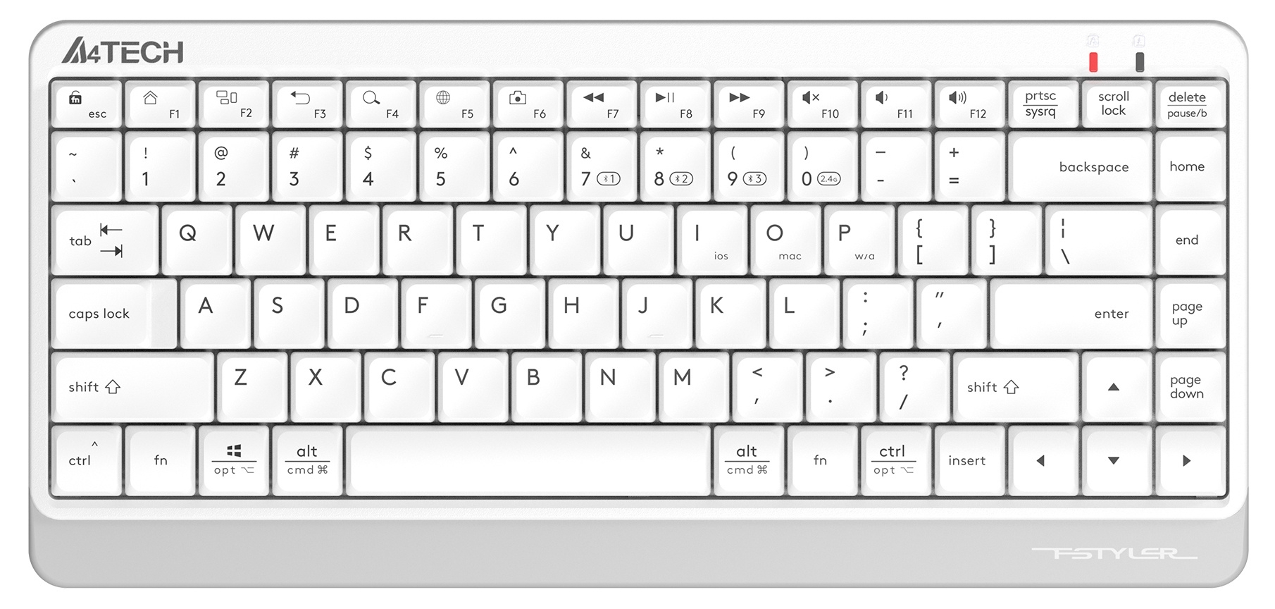 Клавиатура беспроводная A4Tech Fstyler FBK11 USB, Bluetooth/Радиоканал, белый/серый