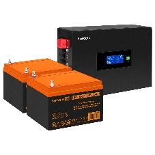 Комплект Источник бесперебойного питания EX295994RUS + батарея 26Aч EX285663RUS 2шт (инвертор, синус, для котла, PF=1, настенный) ExeGate IdealSine SR-1500.LCD.2SH  1500VA/1500W, чистая синусоида, цветной LCD-дисплей, 2*Schuko, крепление настенное, черный + батарея ExeGate HRL 12-26 (12В, 26А·ч) 2шт